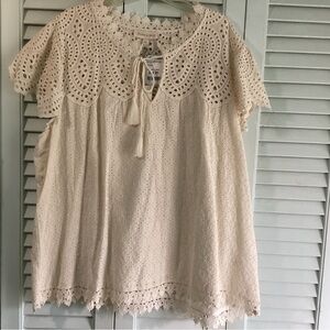 Elegant Cream Jennifer and Grace tan summer blouse